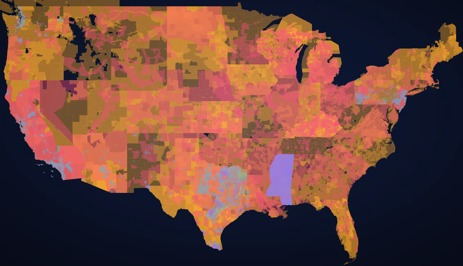 National map of U.S. utility service territories